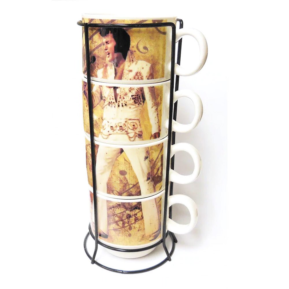ELVIS PRESLEY エルヴィスプレスリー (生誕 90周年 ) - Coffee Cup Stackable / 4個入り / マグカップ - PGS